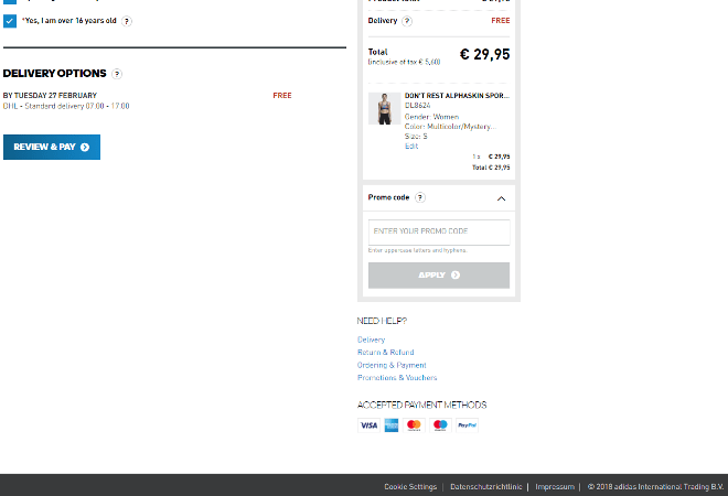 adidas first purchase code